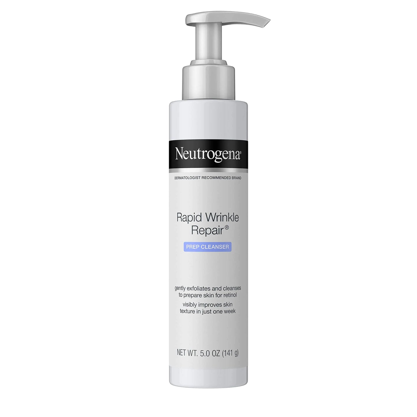 Neutrogena Rapid Wrinkle Repair Anti-Wrinkle Retinol Prep Facial Cream Cleanser with Glycolic Acid and Micro-Exfoliant to Gently Cleanse and Exfoliate Skin Oil-Free and Non-Comedogenic 5 oz