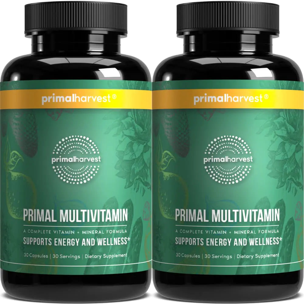 Primal Harvest 2 Pack Multivitamin for Women and Men Vitamin A Vitamin C Vitamin D and E Vitamin B12 B6 Biotin Zinc Supplements 30 Capsules