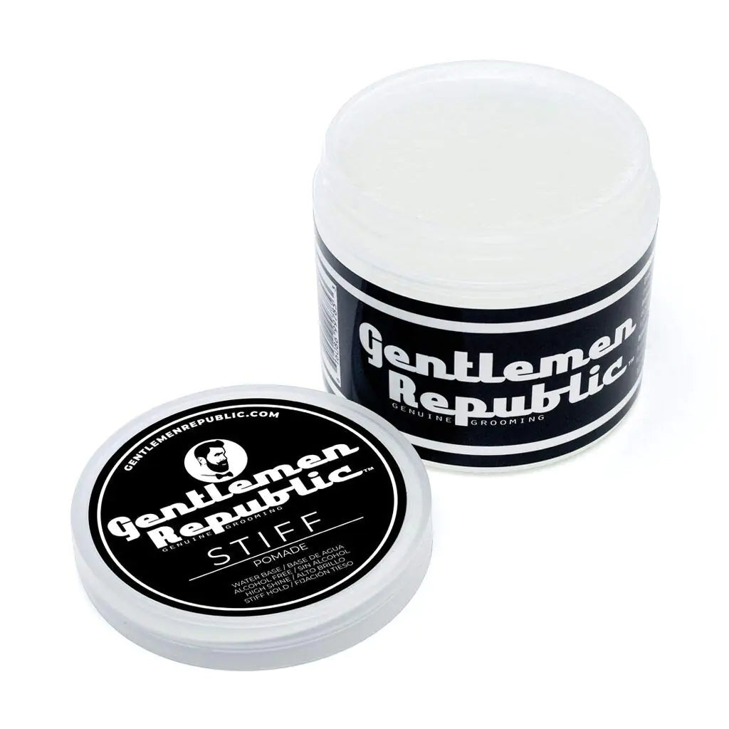 Gentlemen Republic Stiff Pomade for Men - Lightweight Water Based Pomade for High Hold & Shine Premium Mens Hair Styling Products with No Beeswax - Suitable for Thick Hair 4oz