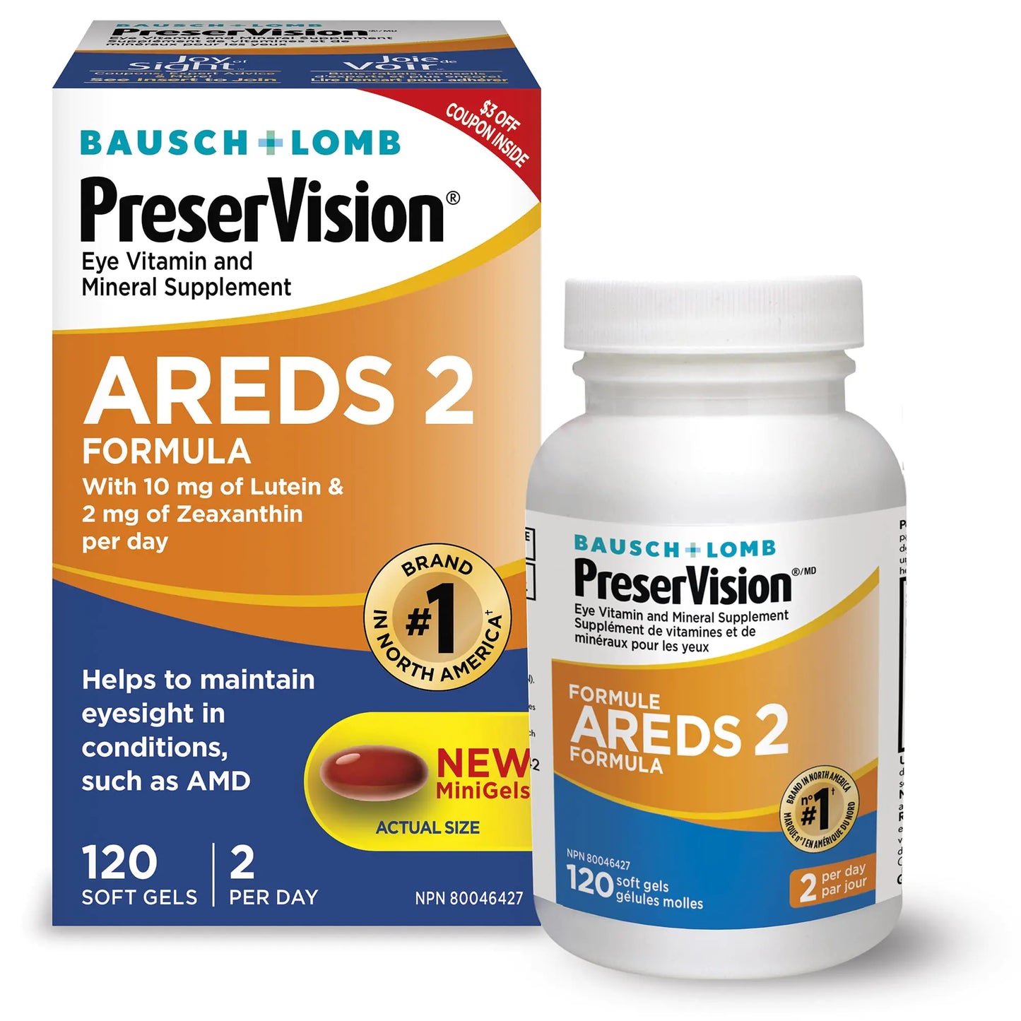 PreserVision AREDS 2 Eye Vitamin & Mineral Supplement Contains Lutein Vitamin C Zeaxanthin Zinc Copper & Vitamin E 120 Softgels (Packaging May Vary)