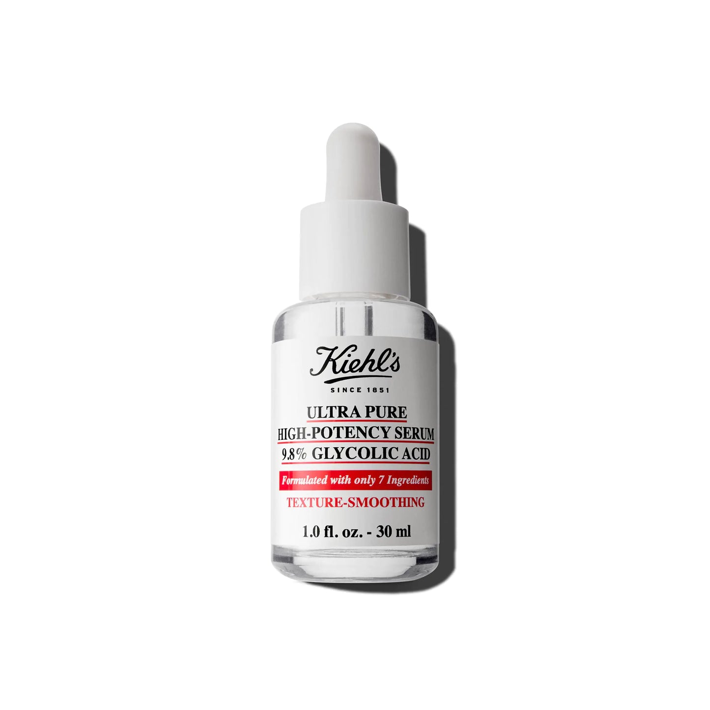 Kiehls Ultra Pure High-Potency 9.8% Glycolic Acid Serum Concentrated Face Serum to Exfoliate for Glowy Skin Visibly Smooths Skin Texture & Boosts Skin Glow All Skin Types Fragrance-free - 1 fl oz