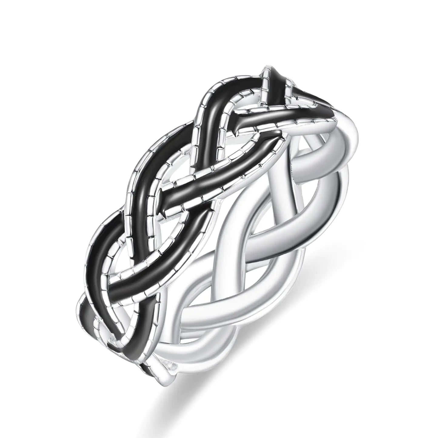 Black and Silver Rings for Men Sterling Silver Black Enamel Rings Celtic Knot Ring Men Irish Celtic Rings Band for Men Celtic Knot Jewelry Gifts for Men Rings Size 10