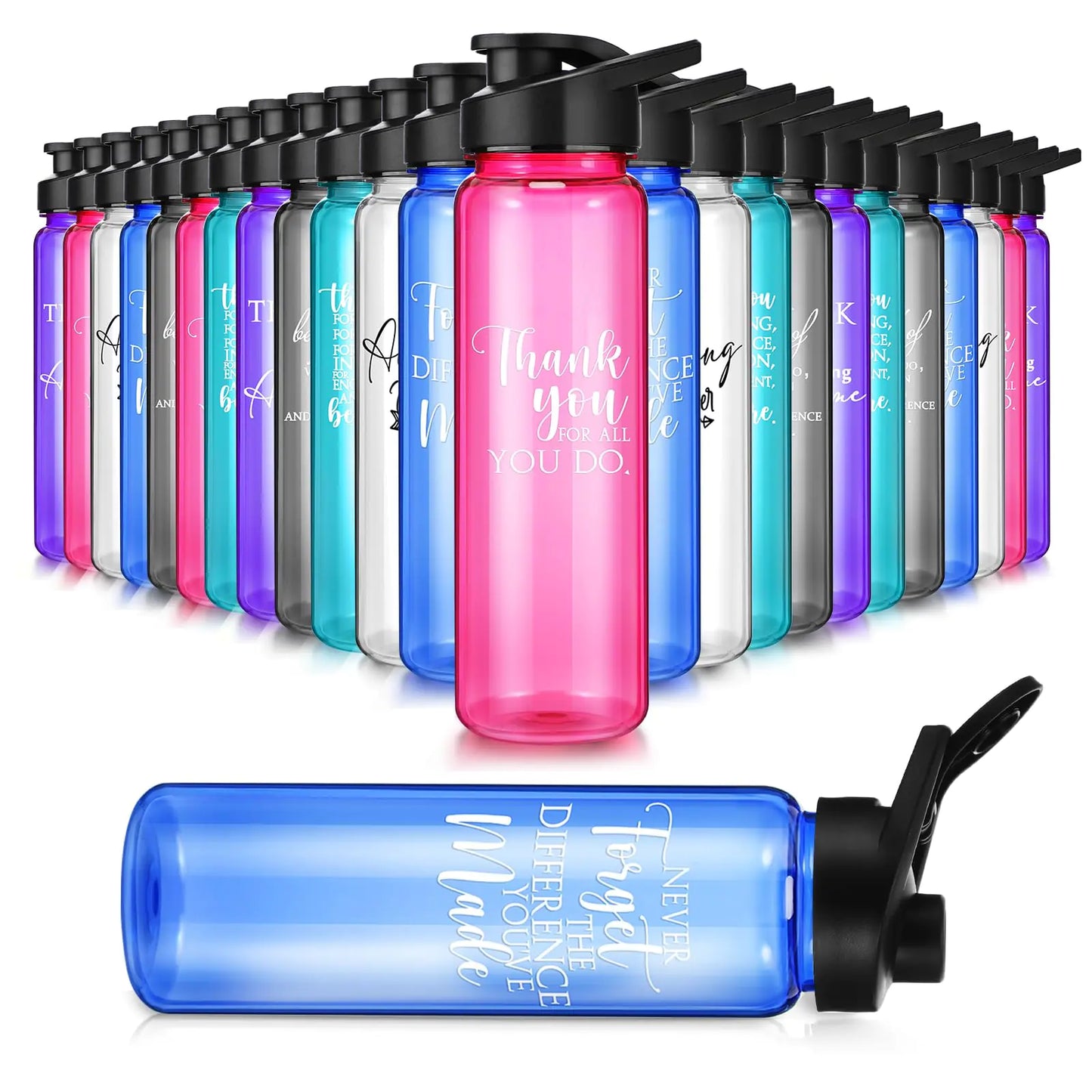 Inbagi Employee Appreciation Gifts 24 oz Plastic Water Bottles Thank You Coworker Leak Proof Appreciation Sports Water Bottles Team Staff Gifts for Women Men Office Outdoor Bottles(24 Pcs)