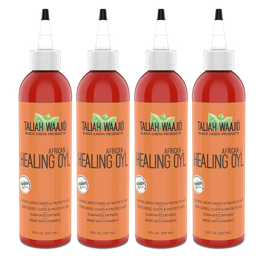Taliah Waajid Black Earth Products African Healing Oyl | Total Body Oil | Softens Moisturize Coats and Protects Hair & Skin | Infused with Vitamin E Olive Oil and Sunflower Oil- 8oz (T128) 4-Pack