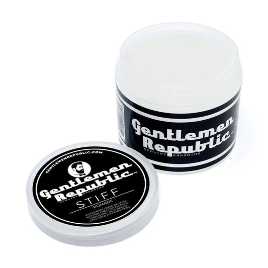Gentlemen Republic Stiff Pomade for Men - Lightweight Water Based Pomade for High Hold & Shine Premium Mens Hair Styling Products with No Beeswax - Suitable for Thick Hair 4oz