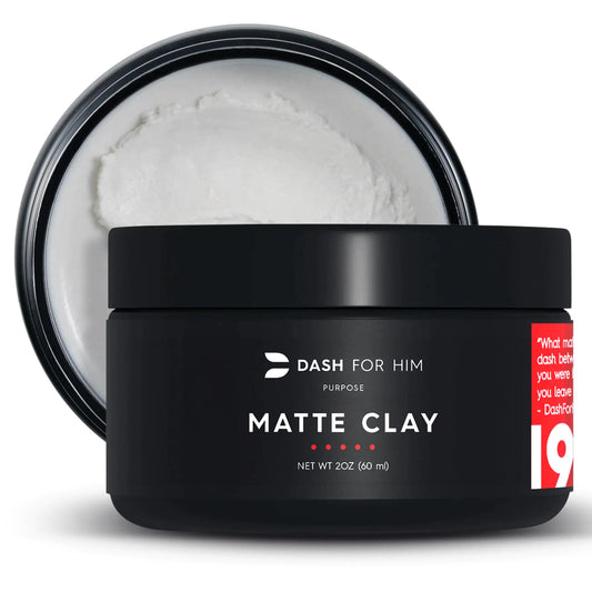 DASH FOR HIM Hair Clay for Men - Scented Medium Strong Hold Matte Clay for Shine Free Finish Mens Hair Products Premium Ingredients Travel Size Mens Hair Styling Clay 2 Oz