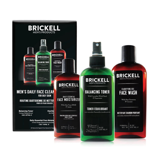 Brickell Mens Products täglich gesicht reinigen routine für fettige haut alkoholfrei toner gel-gesichtswäsche und moisturizer natur- und bio duftend