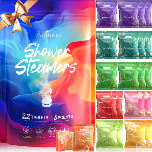 Aofmee Shower Steamers Aromatherapy 22 Pack - Shower Bombs Christmas Gifts for Women Stocking Stuffers Shower Tablets with Essential Oils for Relaxation Self Care Birthday Gifts for Women and Men