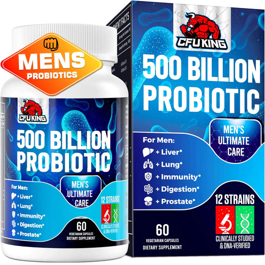 Probiotics for Men 500 Billion CFU & 12 Strains Mens Probiotic Men Probiotics with Turmeric Cranberry Goji Gut Health for Men Probiotics for Men Digestive Health Immune Bloating 30-Day Supply