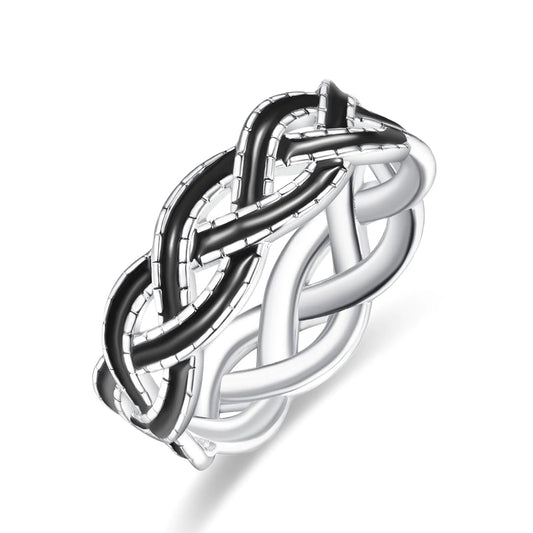 Black and Silver Rings for Men Sterling Silver Black Enamel Rings Celtic Knot Ring Men Irish Celtic Rings Band for Men Celtic Knot Jewelry Gifts for Men Rings Size 10