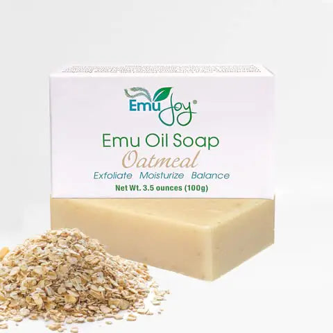 Emu Joy Soap | Emu Oil-Oatmeal Exfoliate | Moisturize | Helpful in Controlling Red Dry Itchy Skin | All Natural Ingredients | One Solution for Whole Family