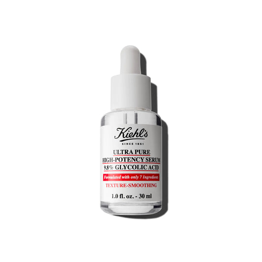 Kiehls Ultra Pure High-Potency 9.8% Glycolic Acid Serum Concentrated Face Serum to Exfoliate for Glowy Skin Visibly Smooths Skin Texture & Boosts Skin Glow All Skin Types Fragrance-free - 1 fl oz