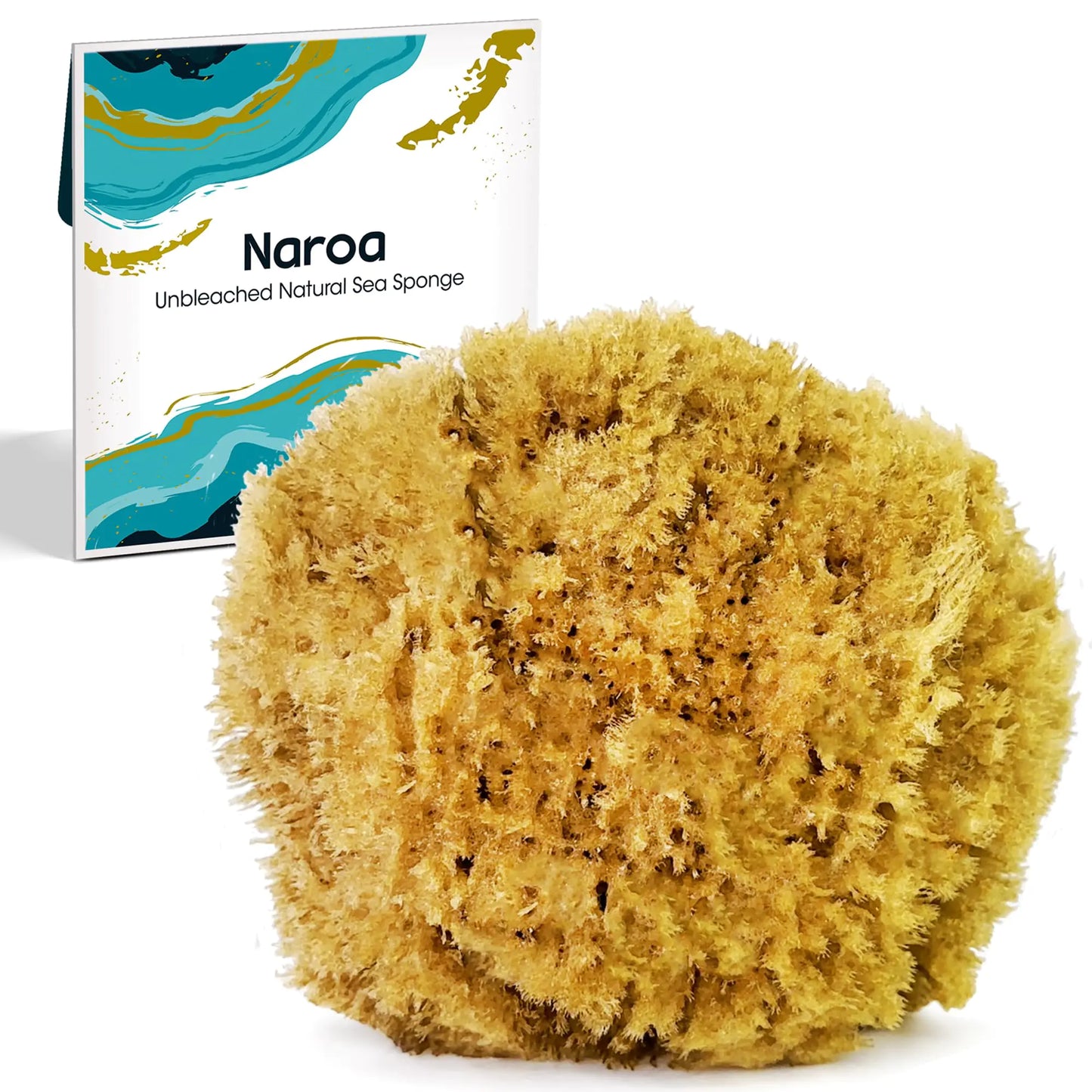 Naroa Exfoliating Natural Sponge for Bathing | Bath Sea Sponge for Healthy Skin | Unbleached Shower Body Scrubber Puff | Eco Friendly Plastic Free Sponge (Exfoliate - Small)