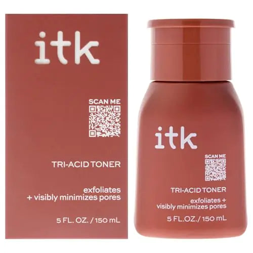 ITK Tri-Acid Facial Toner with AHA BHA PHA + Niacinamide - Exfoliate Face + Minimize Pores - Salicylic + Lactic Acid - Brighten Dark Spots + Glow 5 Fl Oz